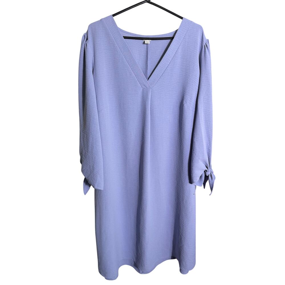 Cato Lavender Shift Dress Tie Sleeve V Neck Midi Dress Lilac - Size 18/20W